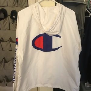 Champion Athletic Windbreaker top w rain hood SZ L